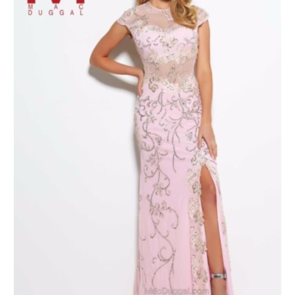 Pink Mac Duggal prom dress